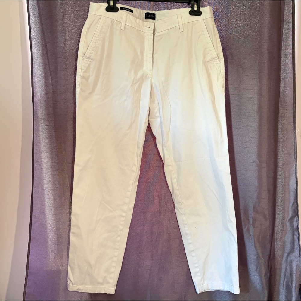 Talbots Relaxed Chino Pants Womens 6 White Cotton Stretch Trousers JO3069